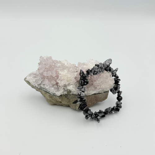 Sneeuwvlok Obsidiaan Split armband