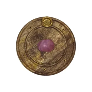Wierookhouder rond rozenkwarts 2