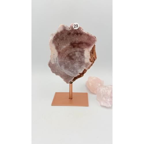 Roze Amethist Slab op Rosé Gouden Standaard