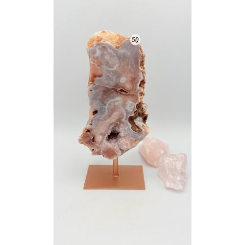 Roze Amethist Slab op Rosé Gouden Standaard