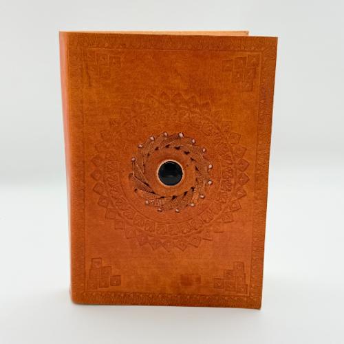 Lederen Schrijfboek met Onyx Steen – Spiritueel Journal & Notitieboek