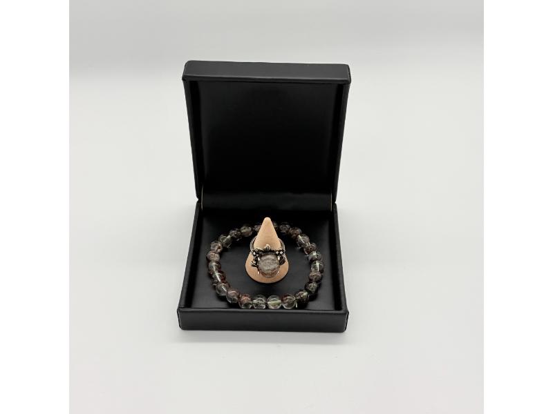 Lodoliet Ring & Armband Set 6 mm in Luxe Cadeaudoos – Edelsteen Sieraden Set