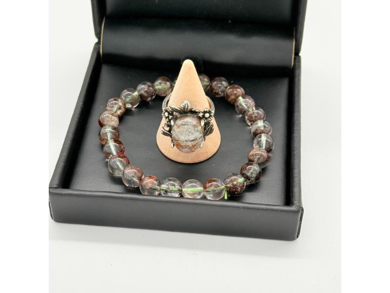 Lodoliet Ring & Armband Set 6 mm in Luxe Cadeaudoos – Edelsteen Sieraden Set