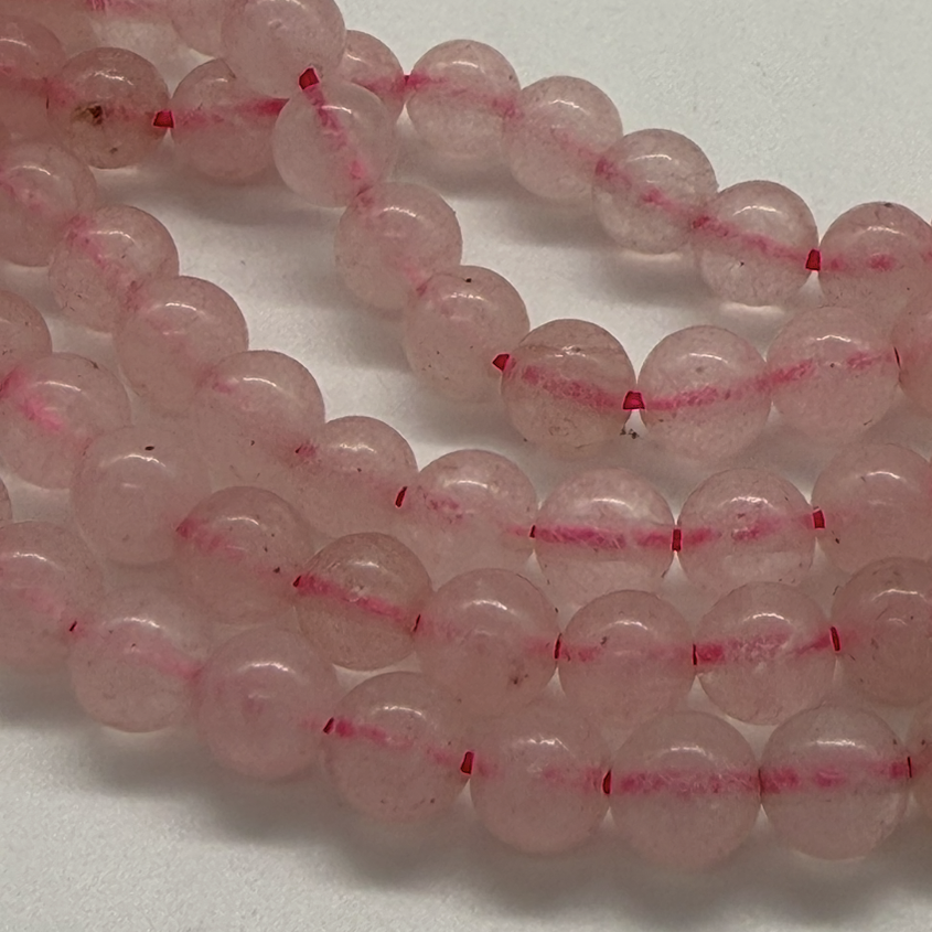 Rozenkwarts Kralensnoer 6 mm – Edelsteen Kralen Streng 38 cm