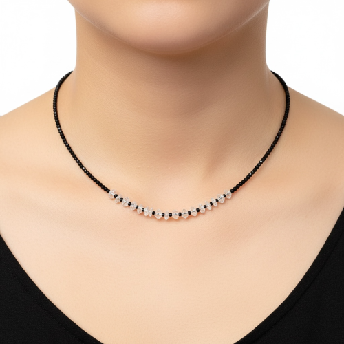 Bergkristal Ketting & Zwarte Spinel Armband Set