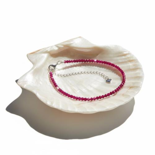 Robijn Facet Armband 2 mm – 925 Zilveren Sluiting | Liefde, Levenskracht