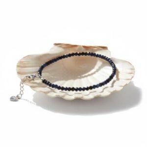 Blauwe Saffier Facet Armband 2 mm – 925 Zilveren Sluiting | Wijsheid